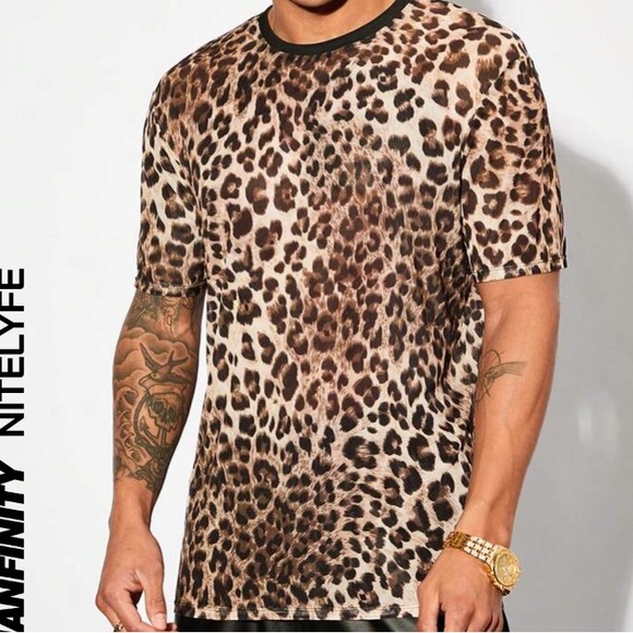 SHEIN Leopard Print Men's Shirt - Brown and Black - Picture 4 of 5
